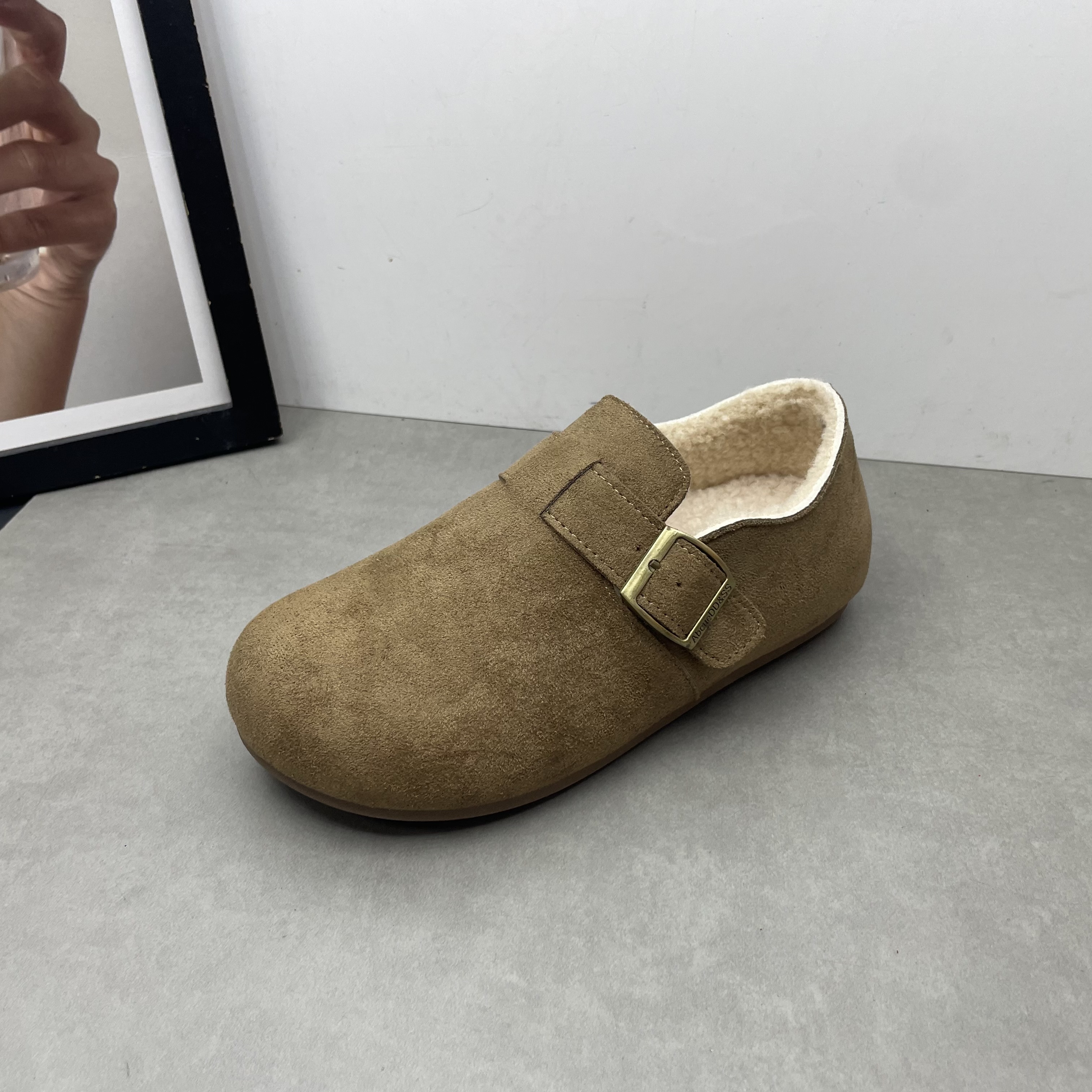 工厂断码女鞋2025秋冬新款圆头一脚蹬加绒保暖英伦风勃肯鞋女棉鞋 - 图3