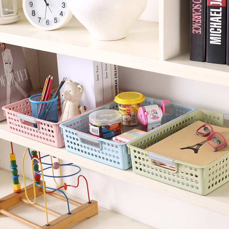 塑料长方形收纳篮子厨房收纳筐手提桌面文件篮筐浴室洗澡篮玩具框,淘宝优惠券,粉丝福利购,淘宝优惠卷