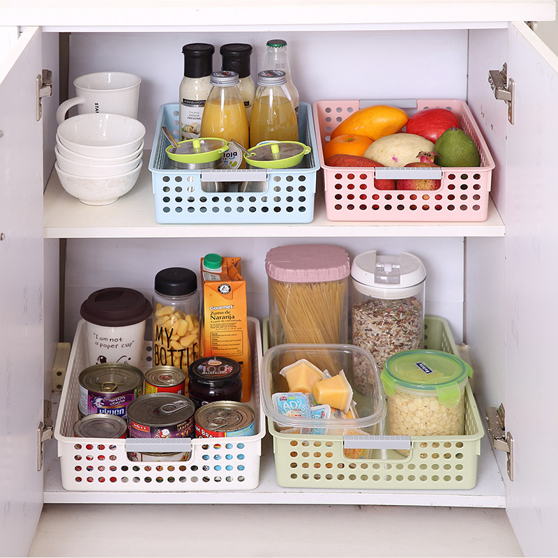 塑料长方形收纳篮子厨房收纳筐手提桌面文件篮筐浴室洗澡篮玩具框,淘宝优惠券,粉丝福利购,淘宝优惠卷