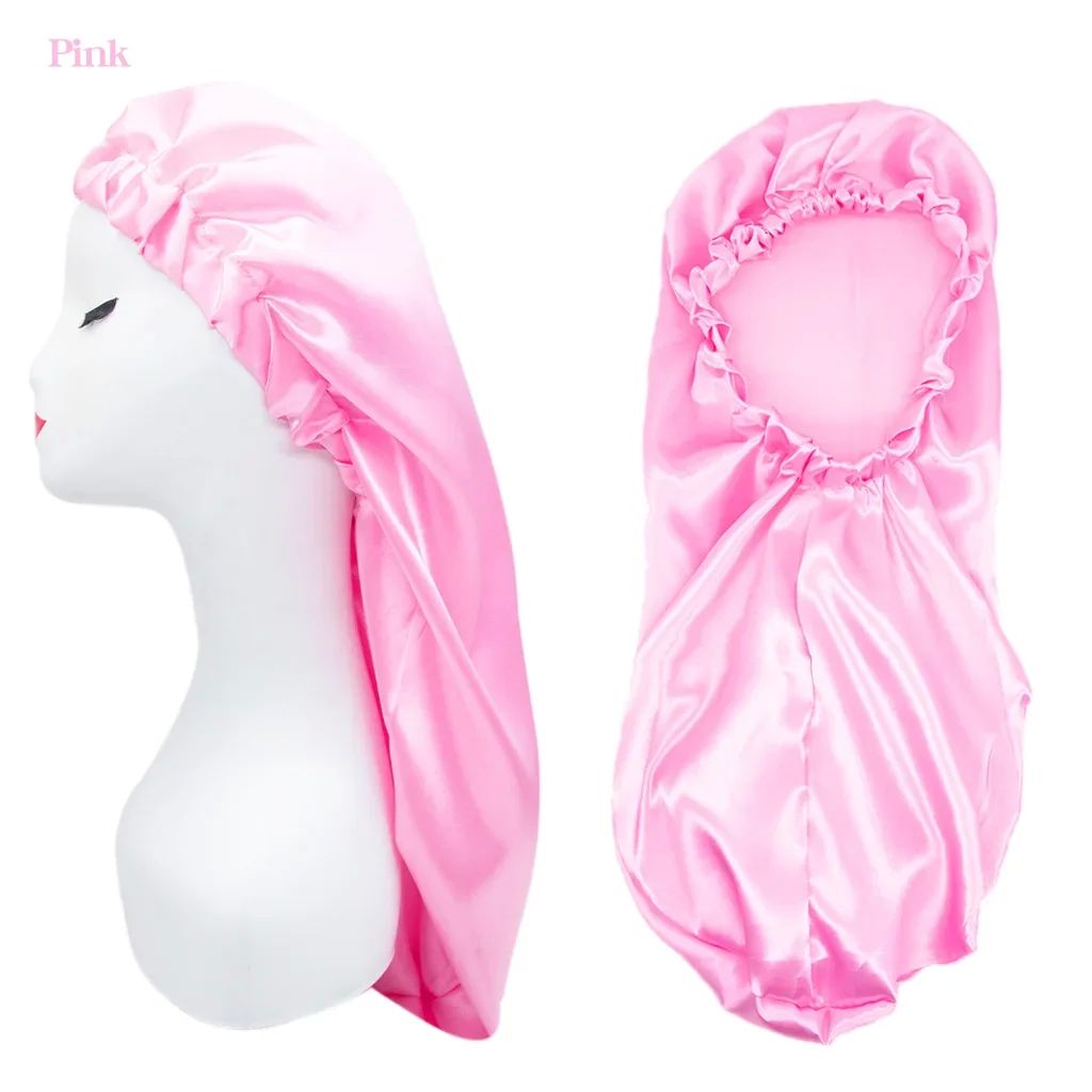 Unisex Long Satin Bonnet Sleep Hair Cap Long Hair Care Bonne - 图2