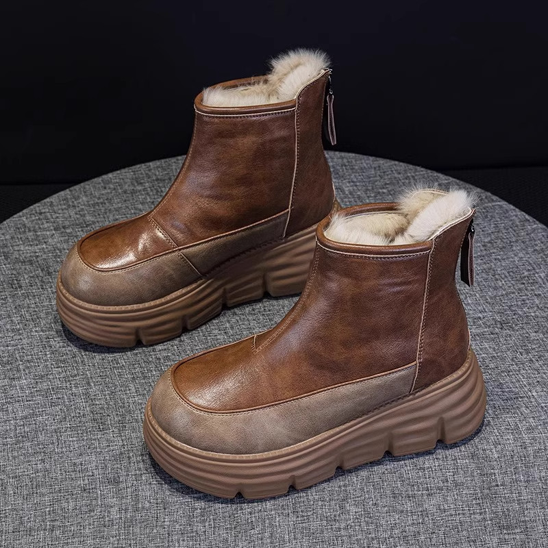 女童爆款复古大棉靴2025冬季款时尚保暖雪地靴加绒加厚厚底马丁靴,淘宝优惠券,粉丝福利购,淘宝优惠卷