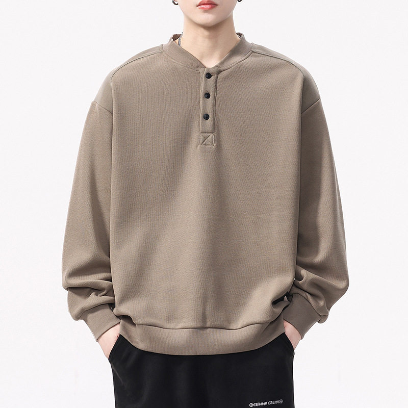 美式复古重磅卫衣男士春季潮牌亨利领套头外套男春秋款长袖POLO衫,淘宝优惠券,粉丝福利购,淘宝优惠卷