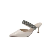 Универсальная летняя обувь на высоком каблуке, бежевые тапочки, коллекция 2022