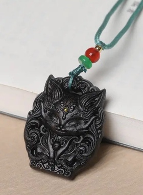 民族风黑檀木唐卡吊坠藏式复古手作项链毛衣链挂饰礼品
