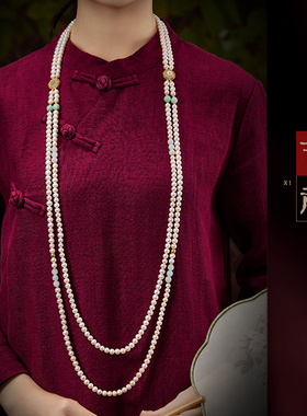 珍珠毛衣链秋冬长款轻奢高级感