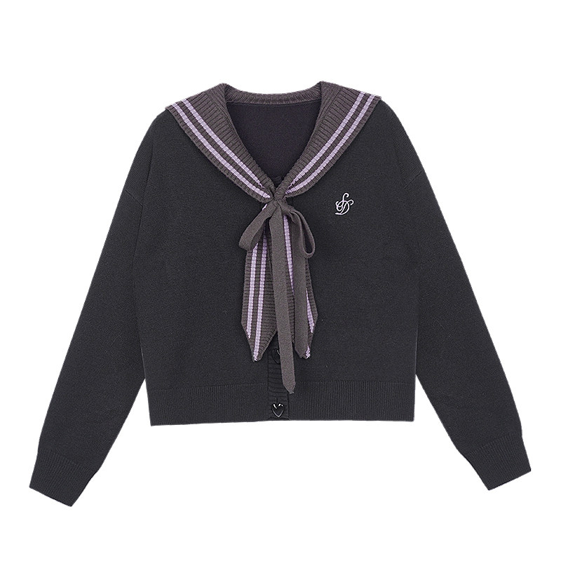 SagiDolls少女斗志 #暖芋夹心#甜心海军领针织开衫外套宽松百搭冬,淘宝优惠券,粉丝福利购,淘宝优惠卷