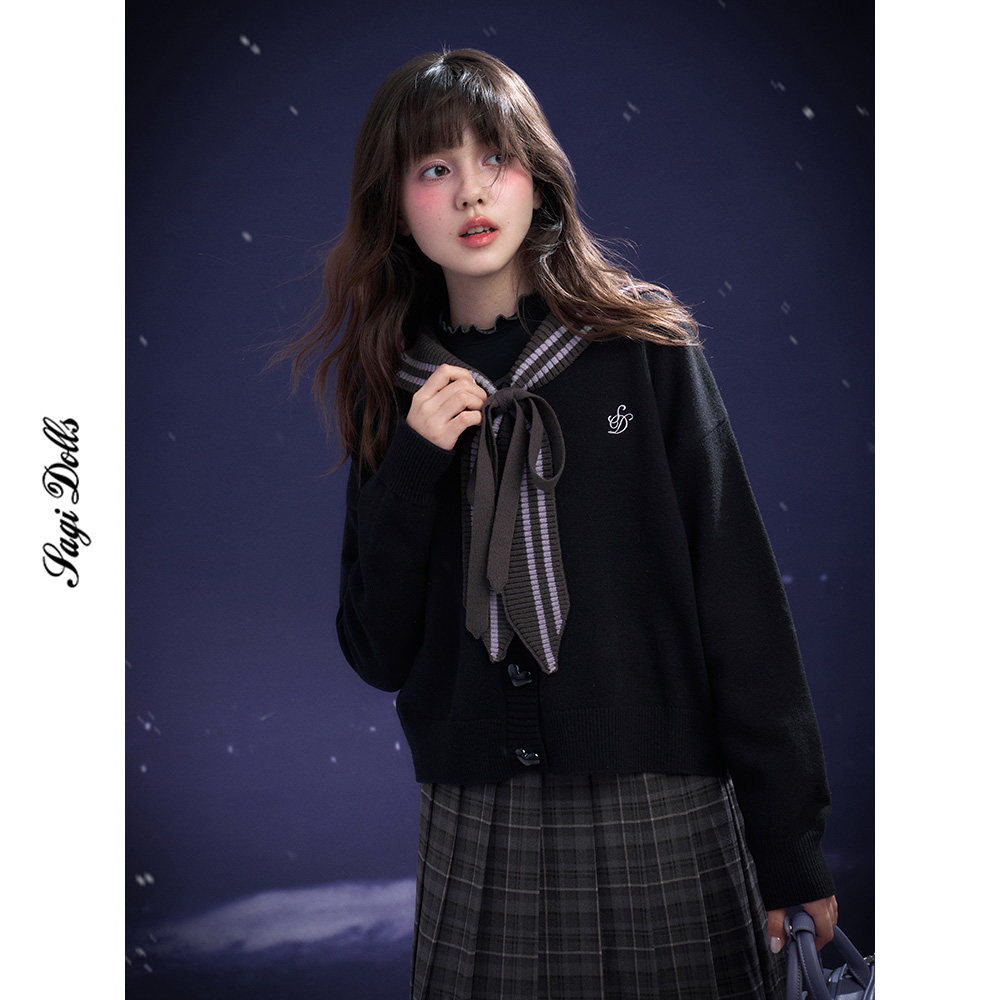 SagiDolls少女斗志 #暖芋夹心#甜心海军领针织开衫外套宽松百搭冬,淘宝优惠券,粉丝福利购,淘宝优惠卷