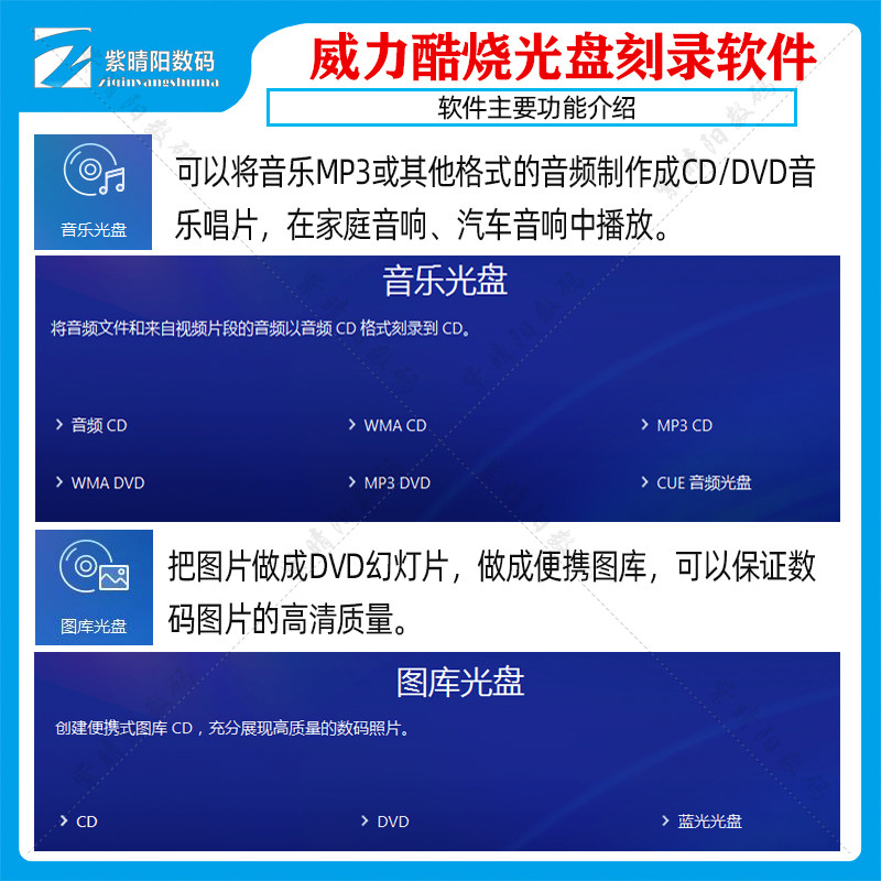 威力酷烧Power2Go光盘刻录软件CDVD蓝光视频电影车载音乐图片数据