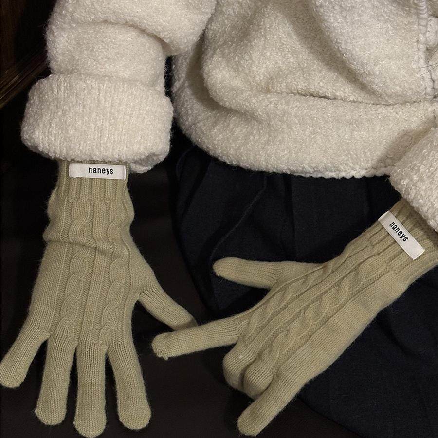 宝蓝色简约麻花百搭针织毛线手套少女秋冬保暖露指可触屏骑行防寒,淘宝优惠券,粉丝福利购,淘宝优惠卷