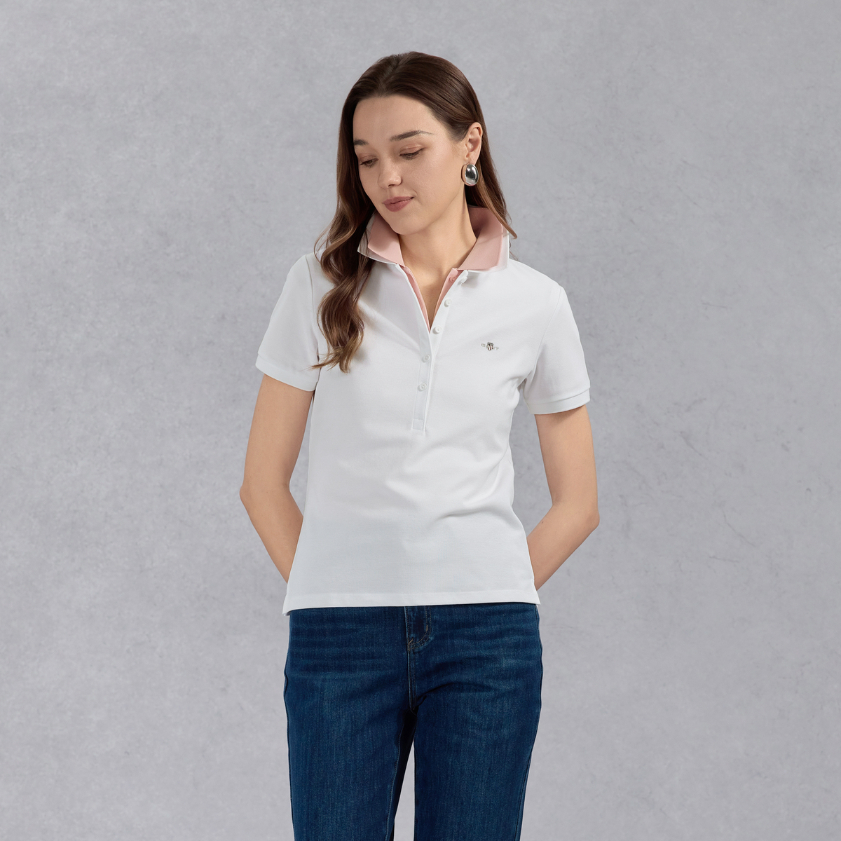 GANT/甘特2025新款夏季流行女装纯色上衣珠地棉混纺短袖POLO衫 - 图2