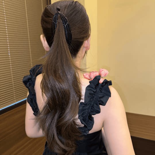气质简约大气发夹懒人鱼香蕉夹后脑勺马尾竖立头饰女高级百搭发卡