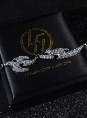 LFL欧美嘻哈饰品 满钻Ken Carson同款燕尾链美式接头小众项链