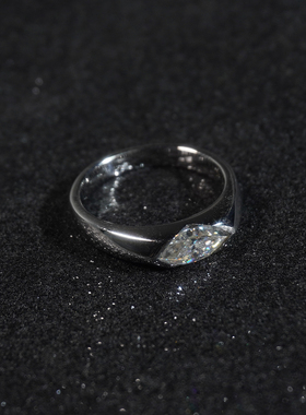 LFL欧美嘻哈饰品 S925银莫桑钻布鲁斯之眼戒指素款百搭款式银戒