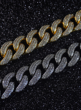 LFL镀金5A锆石古巴链男女百搭