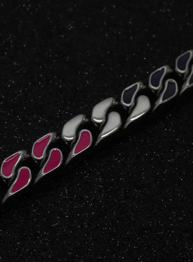 LFL欧美嘻哈饰品 13mm全钢不掉色滴油黑红拼色古巴链 cuban chain