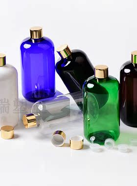 500ml矮胖彩色电化铝旋盖分装沐浴露电化铝大泵头按压瓶乳液分装