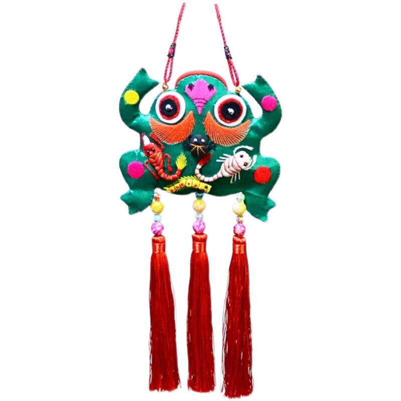 【端午节礼物】庆阳香包手工刺绣五毒绣花绿色青蛙挂件礼品12生肖