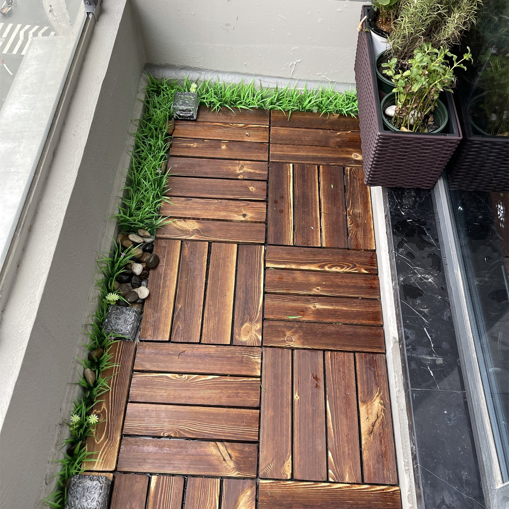 防腐木地板户外露台实木阳台木地板垫木拼接阳台室外庭院花园自铺