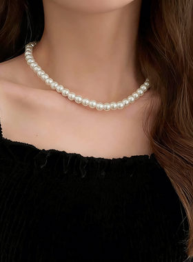 轻奢珍珠项链女锁骨链小众百搭高级感珠子项链