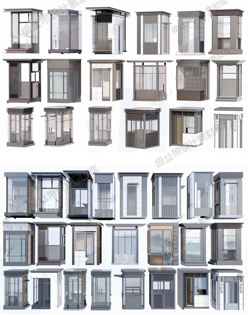 岗亭门卫室玻璃保安亭门禁CAD小区居住区入口大门草图大师su模型,淘宝优惠券,粉丝福利购,淘宝优惠卷