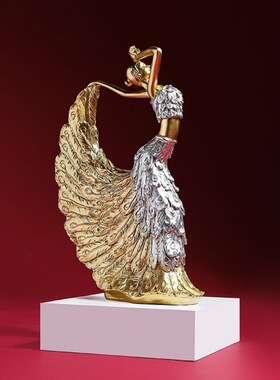 创意复古孔雀舞女郎人物树脂工艺品家居客厅桌面玄关酒柜装饰摆件