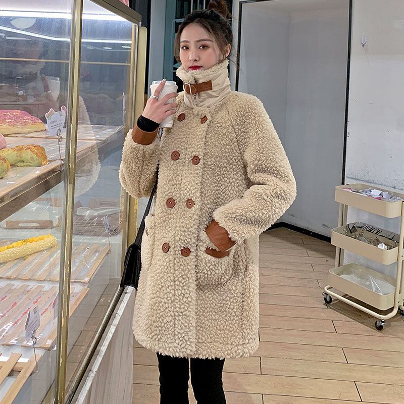 羊羔毛外套2020秋冬季新款风大衣 莉诗诗毛呢外套