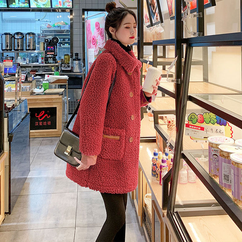 羊羔毛外套2020秋冬季新款风大衣 莉诗诗毛呢外套