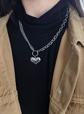 东大门INS蹦迪心形毛衣链项链