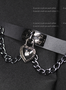 choker爱心项圈黑色冷淡风锁骨链