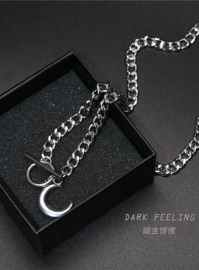 酷帅风光面圆环吊坠项链不锈钢