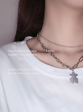 叠戴双层长款配饰脖颈链