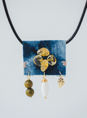 文艺森系手工植物染布吊坠项链复古民族风小众设计