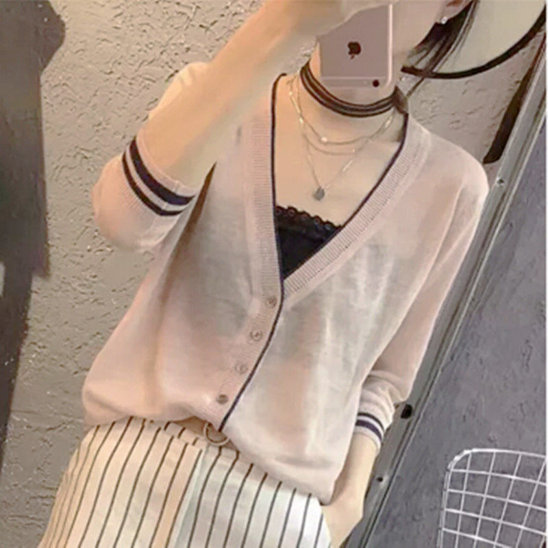 欧洲站夏季新品七分袖针织防晒衫 香菲迷迪服饰毛针织衫