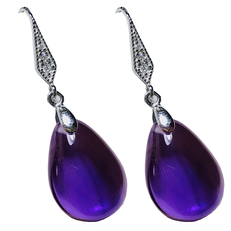 配证书天然紫水晶黄水晶925耳环 御和嘉园耳环