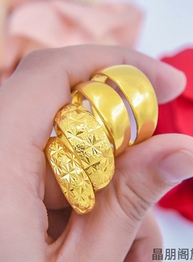 素圈沙金戒指仿仿金古法