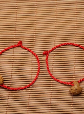 手工雕刻野生毛桃核桃篮婴儿宝宝儿童成人手绳手链桃胡