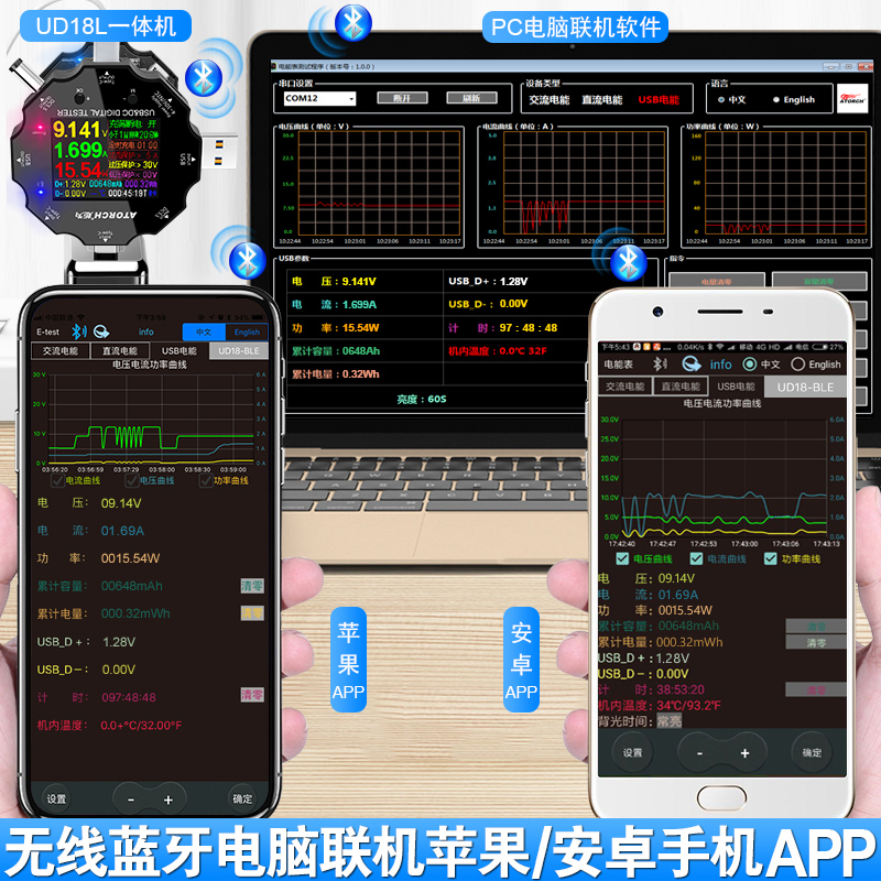 充电宝移动电源手机数据线充电器usb负载老化检测试仪 电压电流表