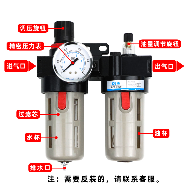 过滤器油水分离器BFC2000 3000 4000 空压机气动二联件气源处理器 - 图1