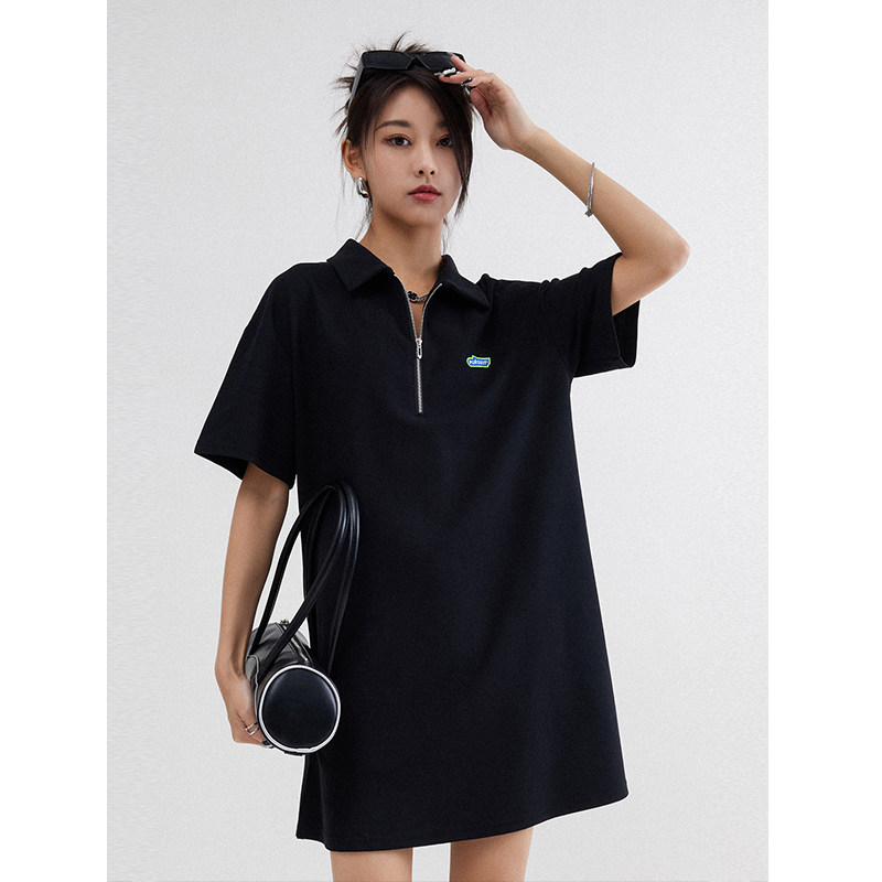 zuobeika潮牌黑色女夏短袖潮连衣裙 佐贝卡连衣裙