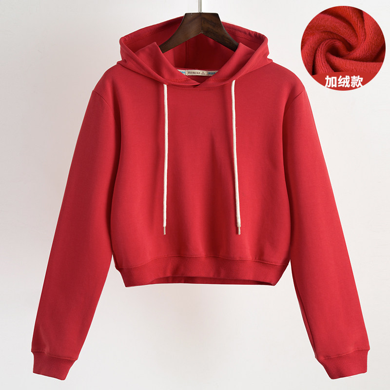 2020新款高腰短款白色加绒加厚卫衣 佐贝卡卫衣/绒衫