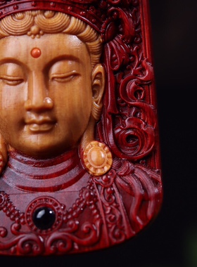 非洲小叶紫檀观音吊坠大日如来投影经文菩萨挂件饰品情侣项坠男女