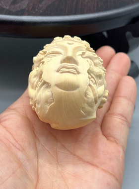 大叶黄杨木一念之间手把件实木雕刻大日如来挂件饰品男女士吊坠