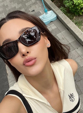 新款猫眼墨镜女时尚潮流防紫外线显瘦高质感欧美百搭凹造型太阳镜