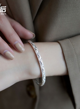 纯银手镯女原创民族风镯子