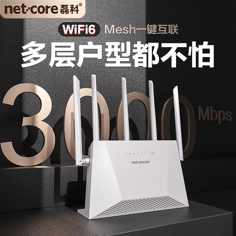 Netcore磊科AX3000 wifi6路由器家用高速千兆5g全屋覆盖大户型无线mesh组网立式宿舍电竞游戏穿墙王增强N30-图1