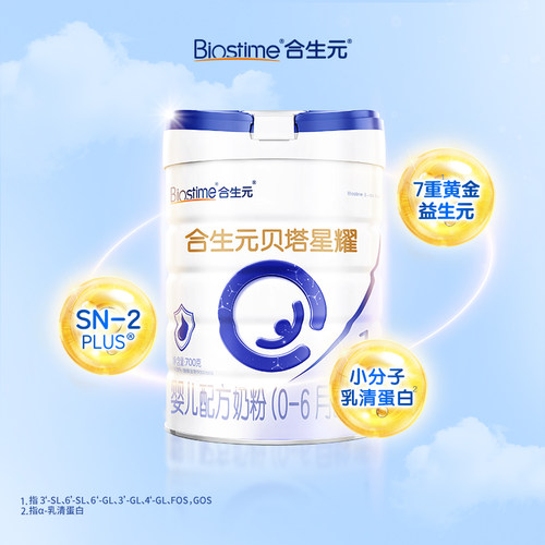 合生元贝塔星新国标升级贝塔星耀婴儿配方奶粉1段700gα乳清蛋白 - 图2