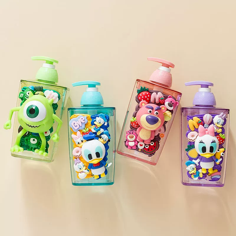 Cartoon bottle from foam, shampoo, hand sanitizer, cream shower gel