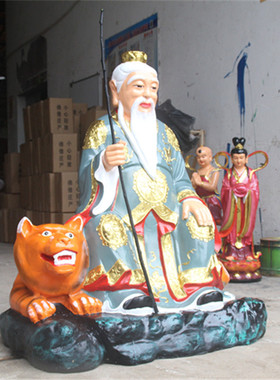 寺庙树脂佛像88cm彩绘山神菩萨骑虎山神佛像 彩绘山神菩萨药王