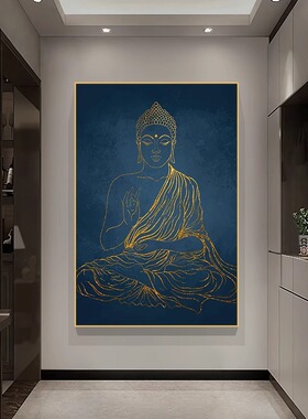 释迦牟尼佛画像装饰画佛堂挂画唐卡壁画菩萨观音禅意画供奉佛龛画