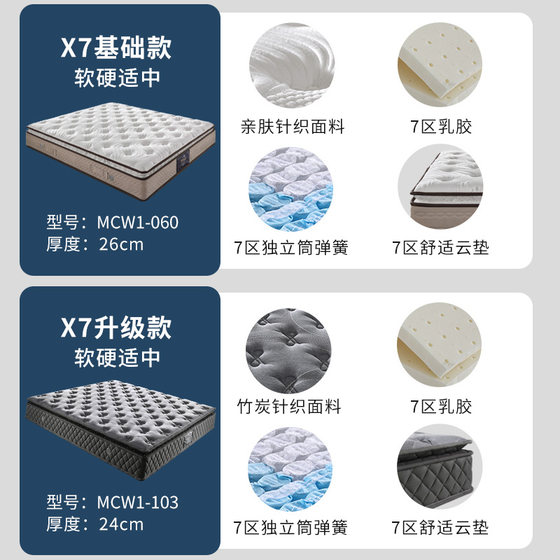 Mousse imported latex seven-zone spine mattress